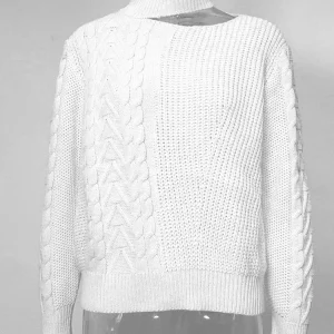 Y2K Grunge Style Long Sleeve Sweater - White Knitted Pullover