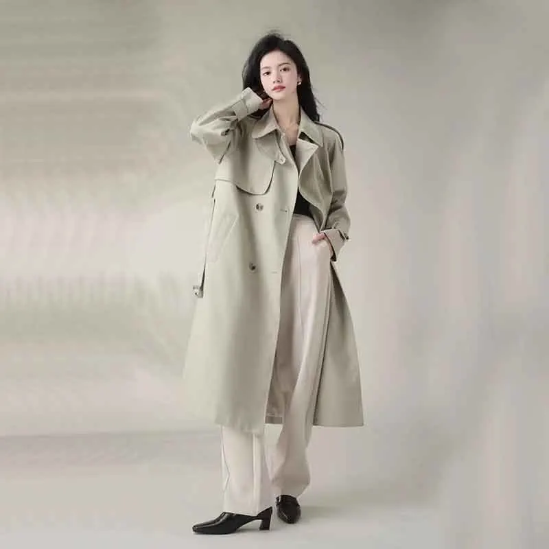 Y2K Grunge Style Long Trench Coat with Belt - Streetwear Windbreaker for Women