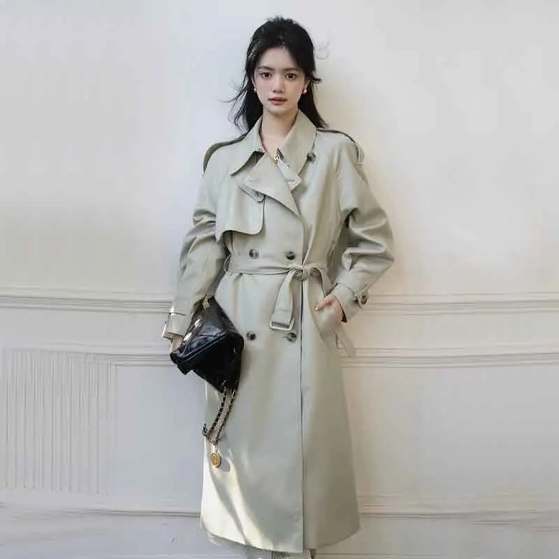 Y2K Grunge Style Long Trench Coat with Belt - Streetwear Windbreaker for Women