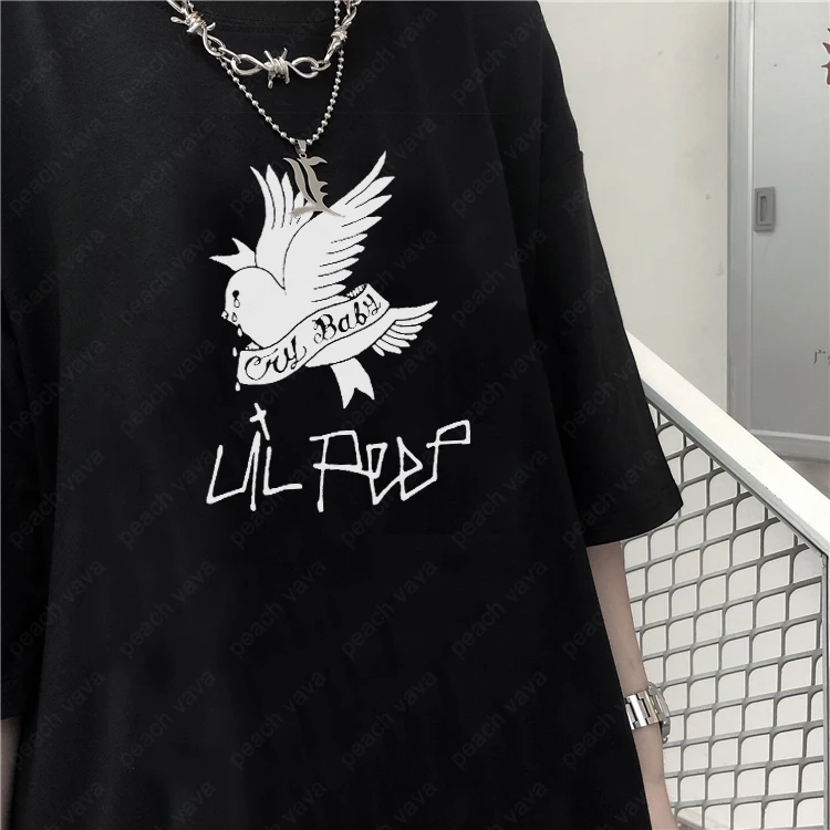 Y2K Grunge Style Loose Fit T-Shirt for Women - Lil Peep Hip-Hop Singer Inspired Casual Top