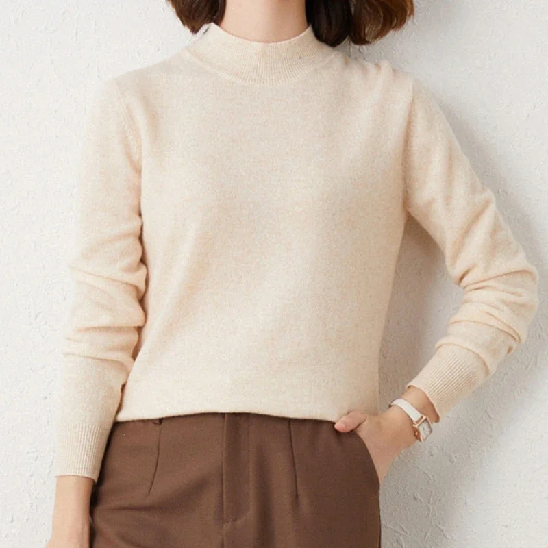 Y2K Grunge Style Mock Neck Sweater - Retro Wool Cashmere Pullover