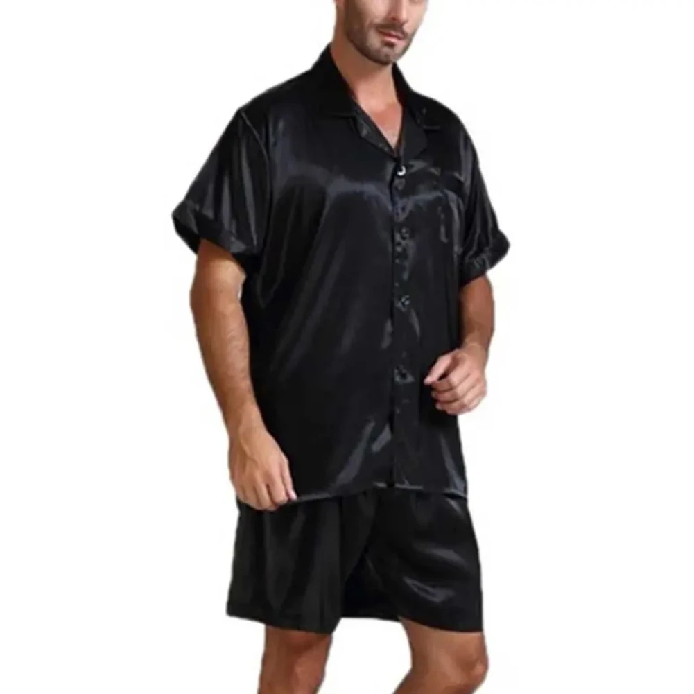 Y2K Grunge Style Silk Pajama Set - Short Sleeve Top & Shorts