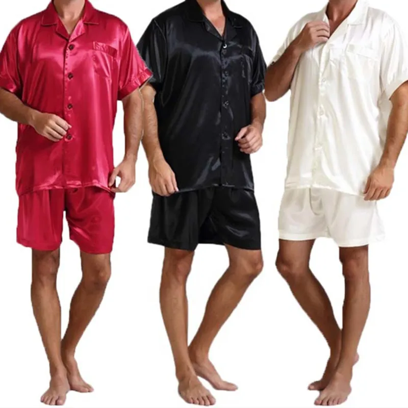 Y2K Grunge Style Silk Pajama Set - Short Sleeve Top & Shorts