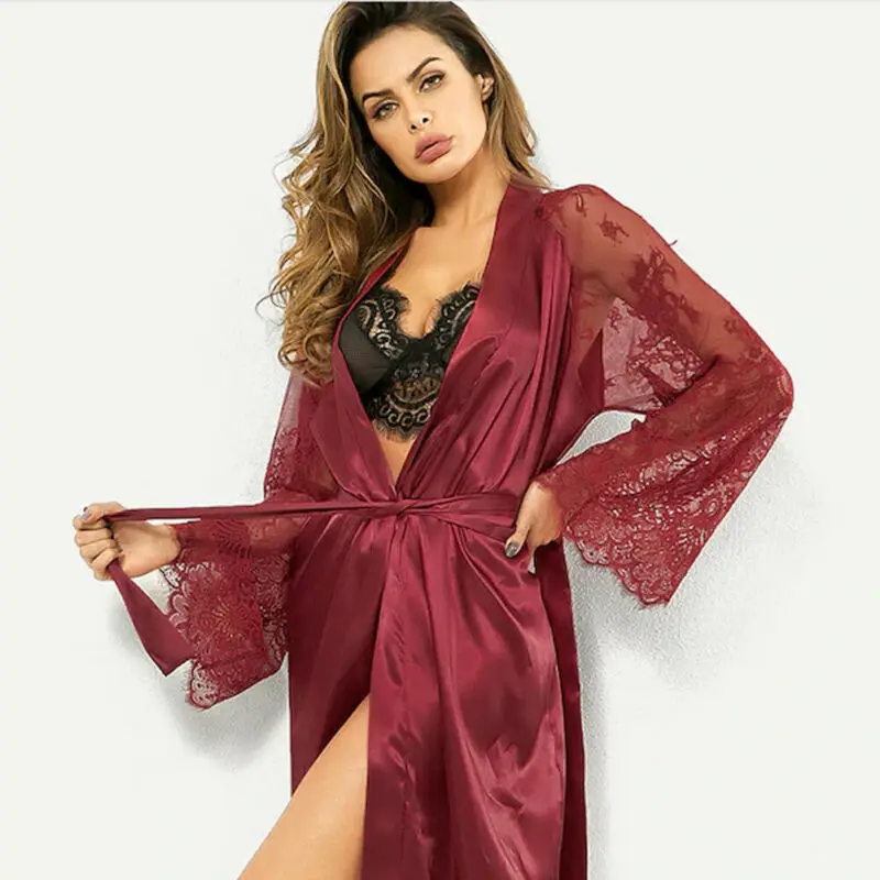 Y2K Grunge Style Silk Satin Robe Kimono Dressing Gown