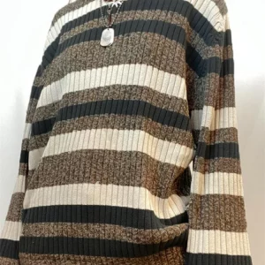 Y2K Grunge Style Striped Sweater - Vintage Loose Knit Pullover