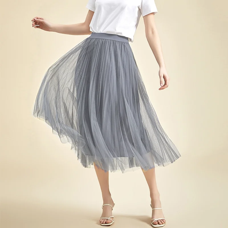 Y2K Grunge Style Tulle Skirt - Korean Fashion Mesh A-Line Pleated Skirt for Women