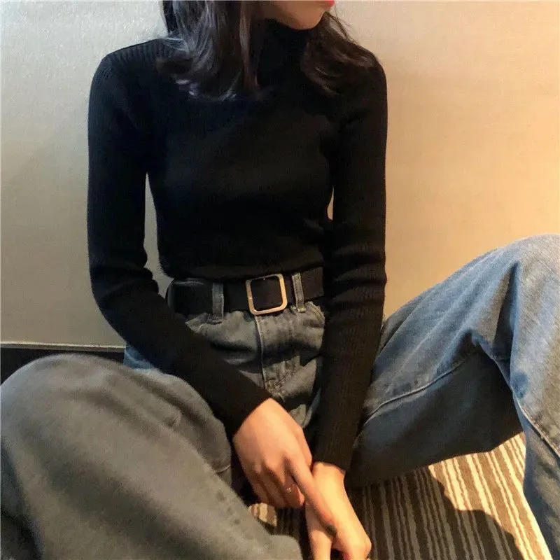 Y2K Grunge Style Turtle Neck Sweater - Autumn Fashion Pullover