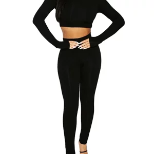 Y2K Grunge Style Two-Piece Set: Crop Top & Leggings - Women's