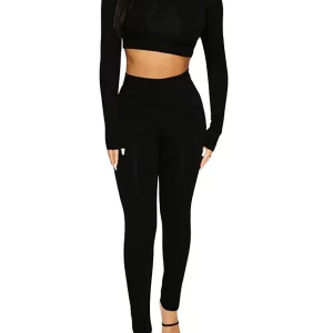 Y2K Grunge Style Two-Piece Set: Crop Top & Leggings - Women's