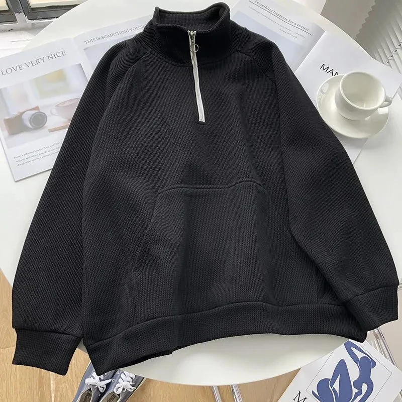 Y2K Grunge Style Zip-Up Hoodie - Casual Loose Fit Sweatshirt