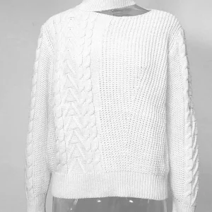 Y2K Grunge Sweater: Korean Knitted Long Sleeve Top with Bare Shoulders