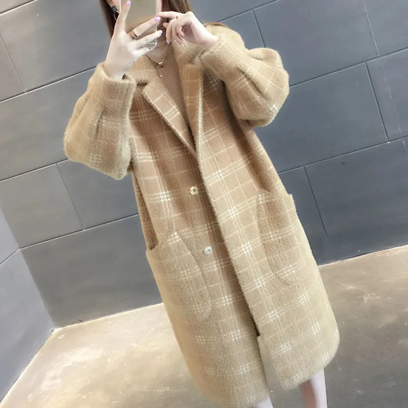 Y2K Grunge Velvet Cardigan Coat - Korean Style Midi Trench Overcoat