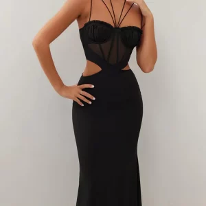 Y2K Halter Cutout Dress: Spaghetti Strap Evening Outfit