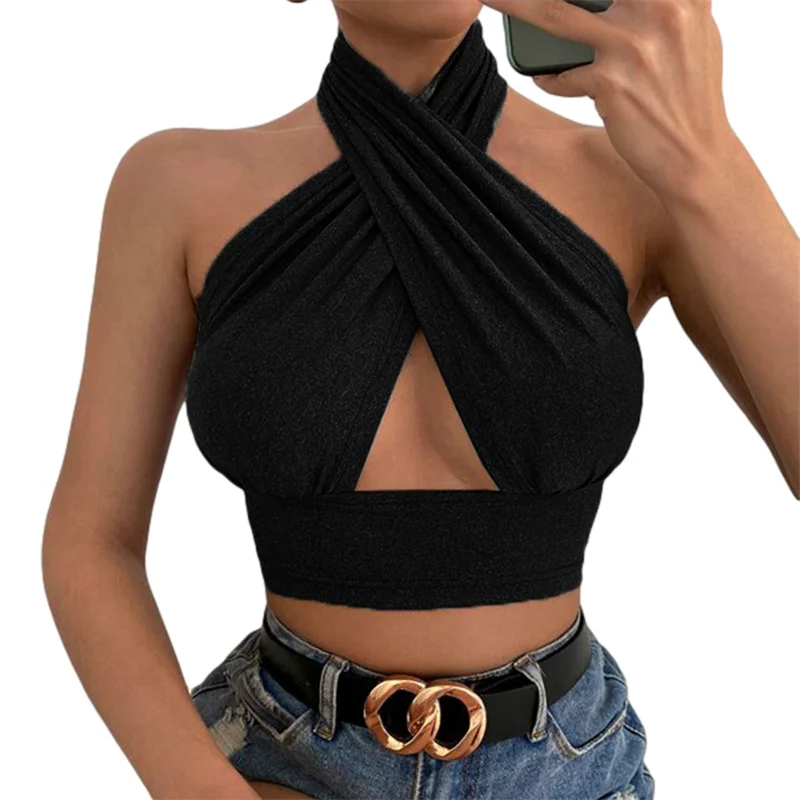 Y2K Halter Top: Backless Sleeveless T-Shirt for Women - Summer Streetwear