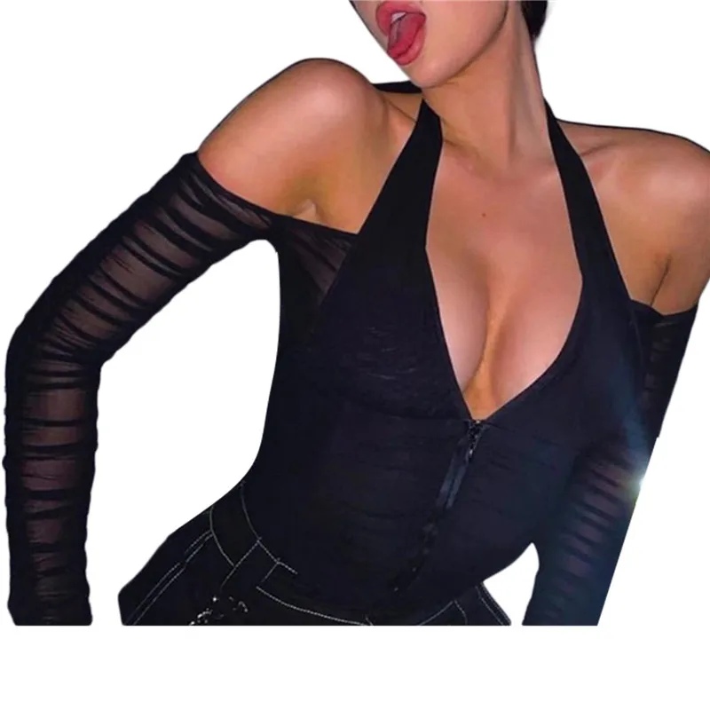 Y2K Halter Top: Sexy Backless Zipper Corset Shirt - Retro Streetwear