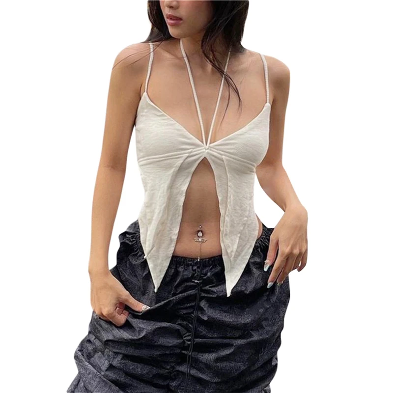 Y2K Halter Top: Solid Color Sleeveless Backless Camisole for Women - Streetwear Clubwear