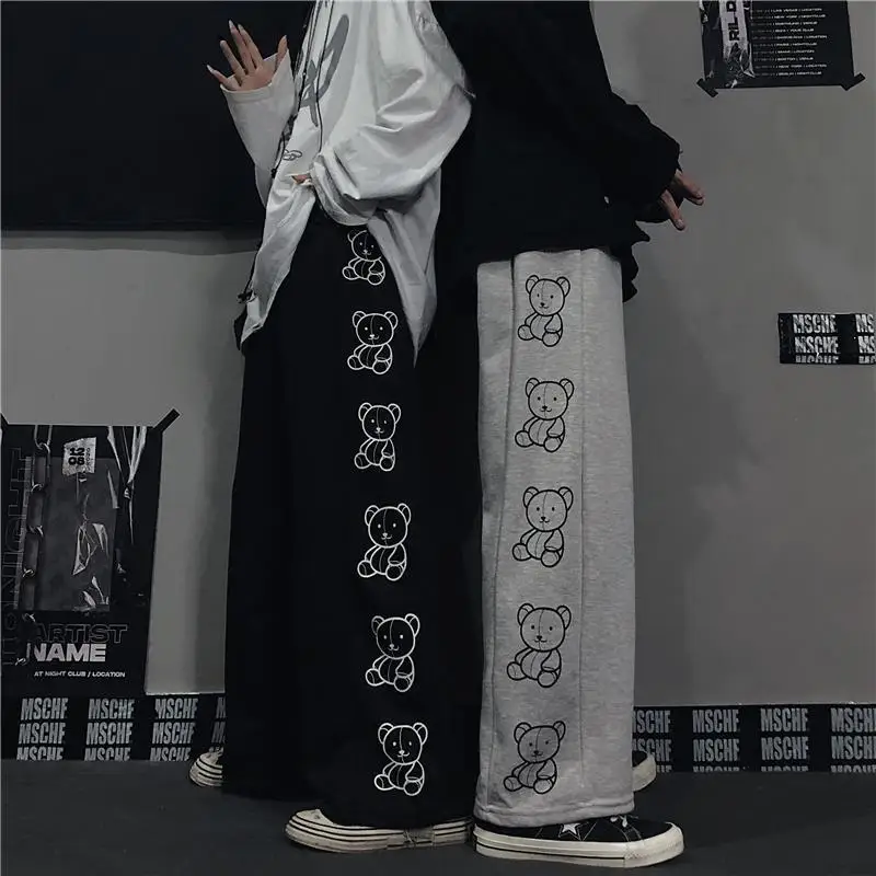 Y2K Harajuku Bear Print Loose Fit Sweatpants - Summer Fashion Statement