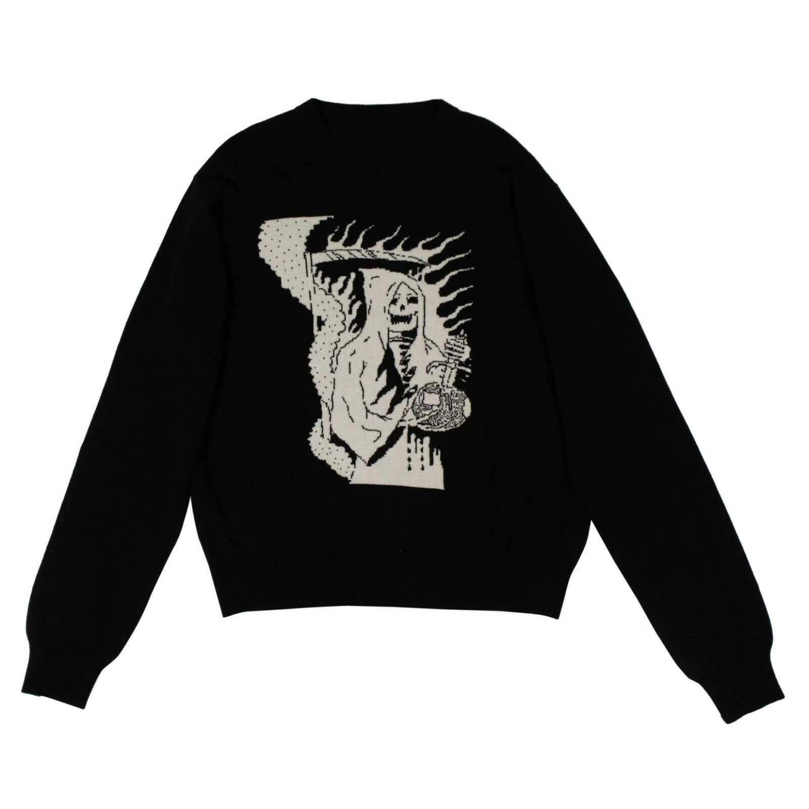 Y2K Harajuku Dark Gothic Skull Jacquard Knitted Cotton Sweater