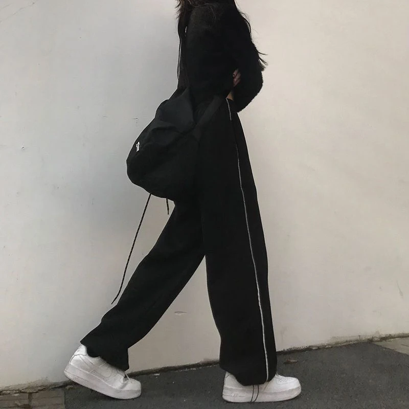 Y2K Harajuku High Waist Casual Sweatpants - Streetwear Korean Joggers - Loose Wide Leg Pants