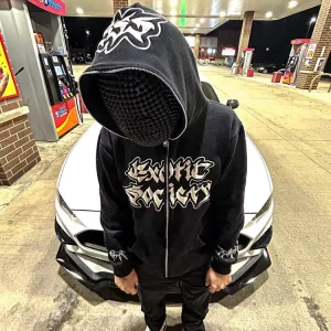 Y2K Harajuku Hooded Zipper Sweater - Dark Hip Hop Style