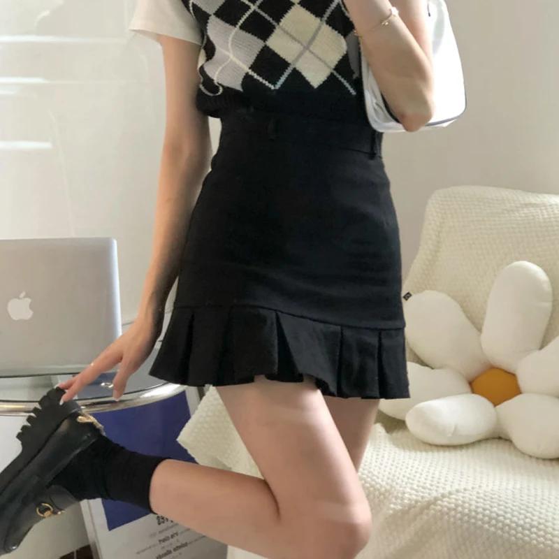 Y2K Harajuku Pleated Mini Skirt - Summer Fashion High Waist Ruffles A-Line - Preppy Style Solid