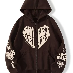 Y2K Harajuku Print Zip-up Hoodie: Korean Style Fashion Sweatshirt