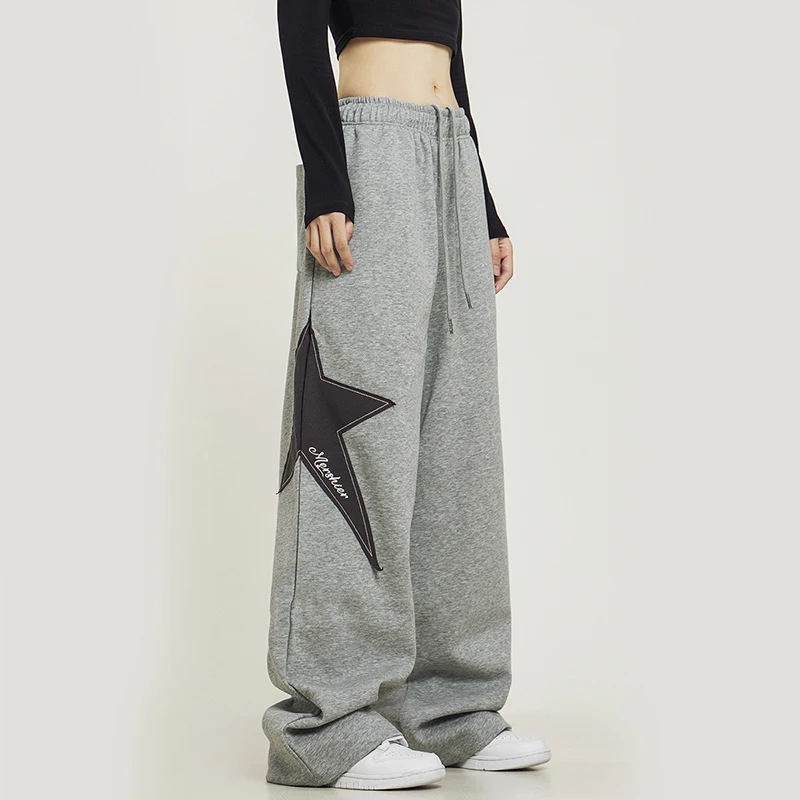 Y2K Harajuku Star Print Wide Leg Sweatpants - Vintage Streetwear Hip Hop Loose Trousers