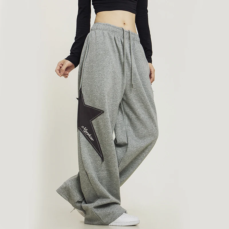 Y2K Harajuku Star Print Wide Leg Sweatpants - Vintage Streetwear Hip Hop Loose Trousers