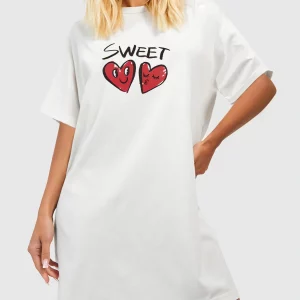 Y2K Heart Print Graphic Tee Dress