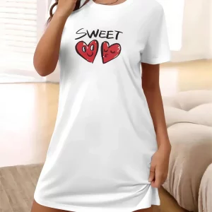 Y2K Heart Print Graphic Tee Dress