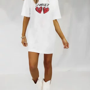 Y2K Heart Print Graphic Tee Dress