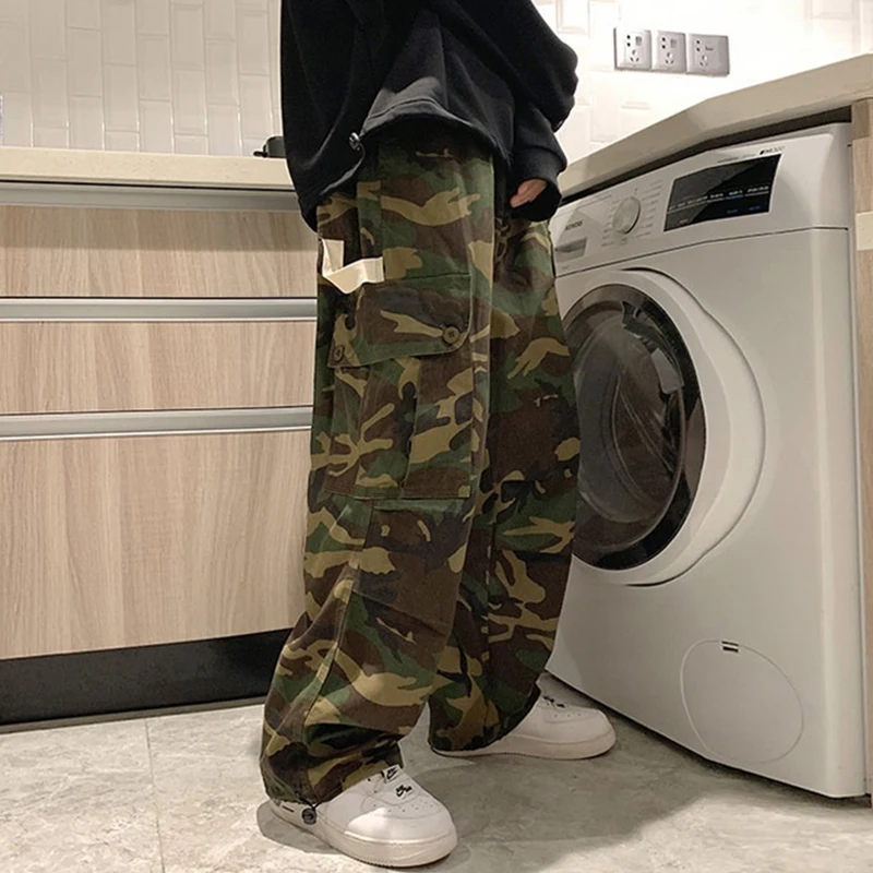 Y2K High Waist Camouflage Cargo Pants - Vintage Streetwear Fashion