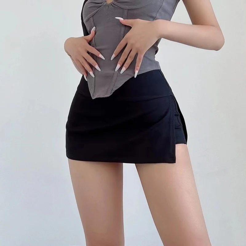 Y2K High Waist Side-Slit Mini Skirt - Sexy Streetwear Chic A-Line Summer Skirt