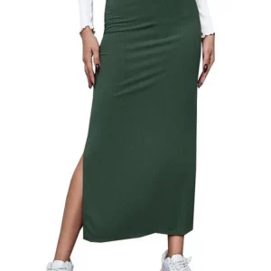 Y2K High Waist Split Skirt - Solid Color Bodycon - Korean Fashion