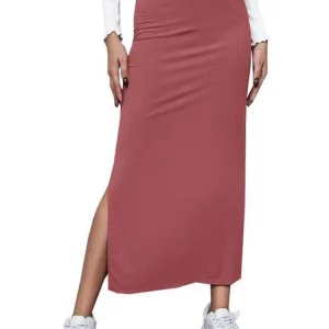 Y2K High Waist Split Skirt - Solid Color Bodycon - Korean Fashion