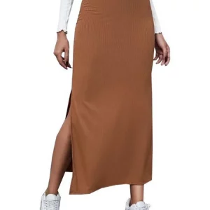 Y2K High Waist Split Skirt - Solid Color Bodycon - Korean Fashion