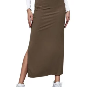 Y2K High Waist Split Skirt - Solid Color Bodycon - Korean Fashion