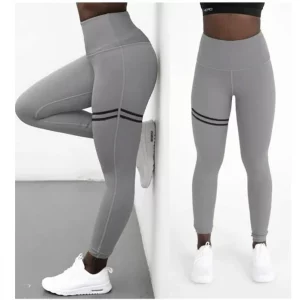 Y2K High Waist Sport Leggings - Stripe Print Fitness Tights