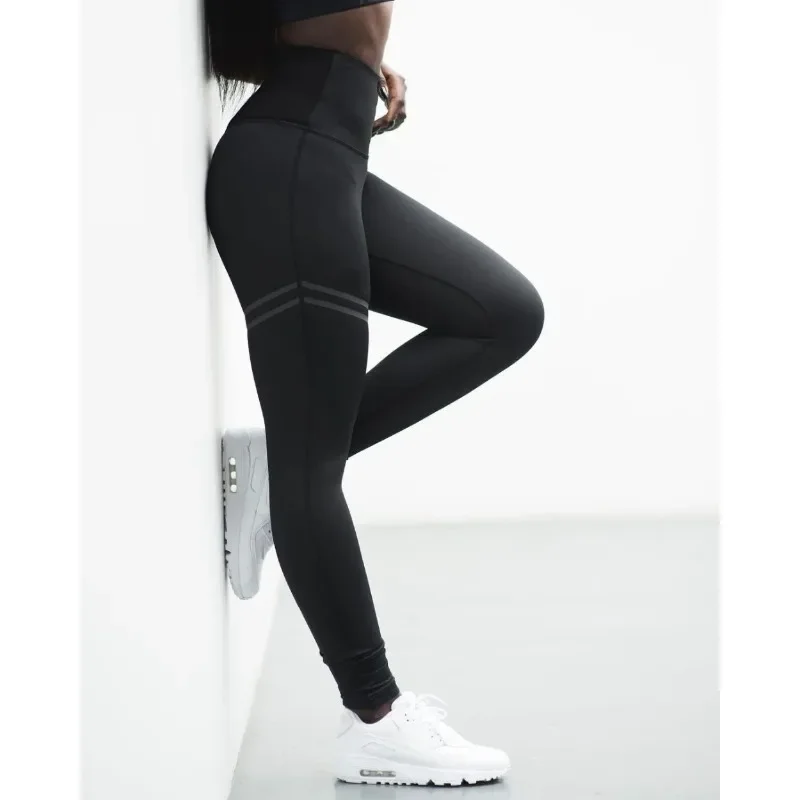 Y2K High Waist Sport Leggings - Stripe Print Fitness Tights