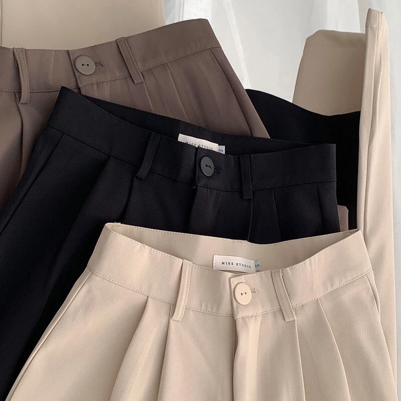 Y2K High Waist Suit Pants - Korean Office Ladies Fashion