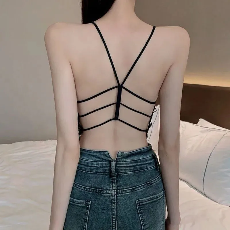 Y2K Hollow Out Crop Top: Sexy Backless V-Neck Tank for Summer