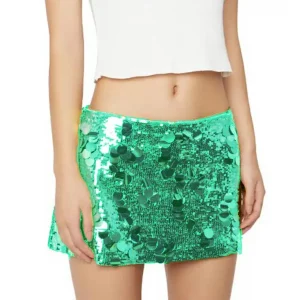 Y2K Hotsweet Sequined Skirt - Summer Casual Mini A-line for Beaches & Clubs