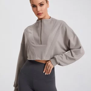 Y2K Inspired Cropped Sweatshirt - Solid Color Loose Pullover for Casual Streetwear