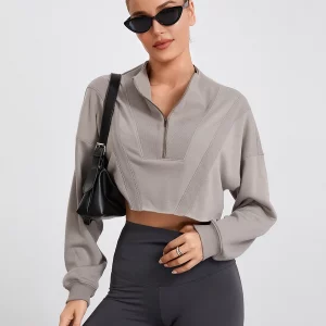 Y2K Inspired Cropped Sweatshirt - Solid Color Loose Pullover for Casual Streetwear