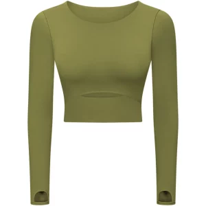 Y2K Inspired Cropped Workout Top with Cutout Detail for Gym and Running