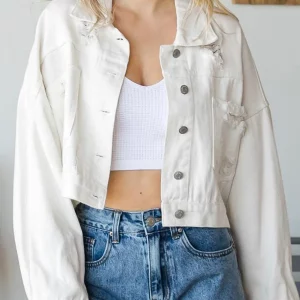 Y2K Inspired Denim Crop Jacket with Tassel Detail - Women's Streetwear