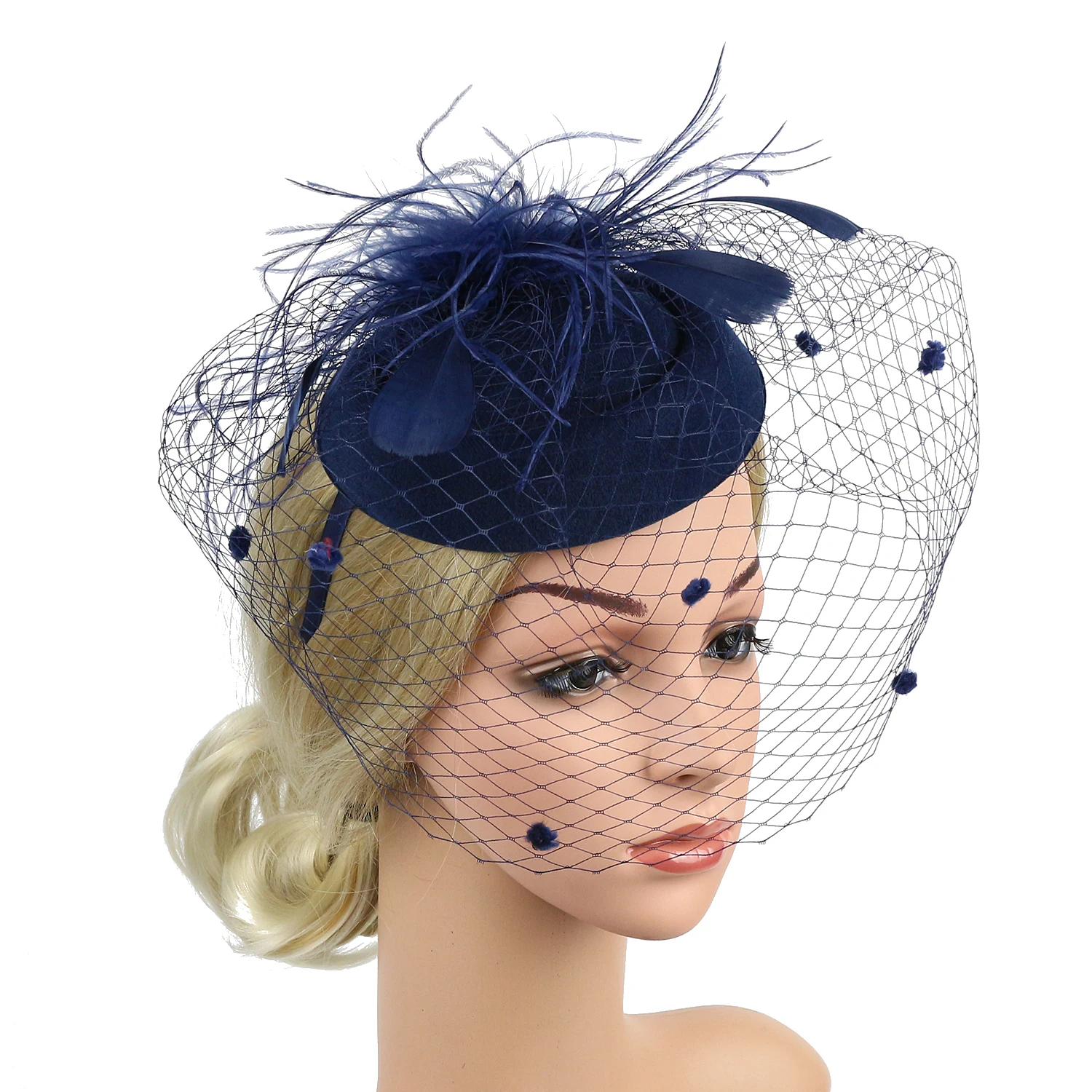 Y2K Inspired Elegant Mesh Feather Fascinator Hat - Wedding Party Headwear