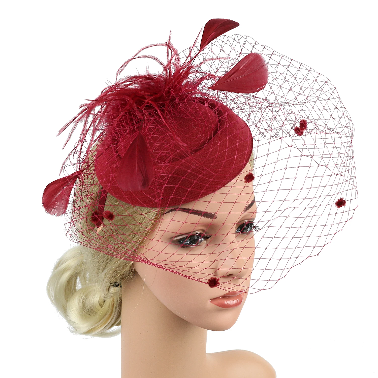 Y2K Inspired Elegant Mesh Feather Fascinator Hat - Wedding Party Headwear