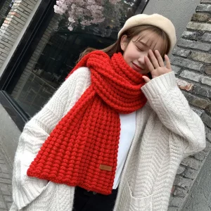 Y2K Inspired Knit Scarf - Cozy Winter Accessory for Women