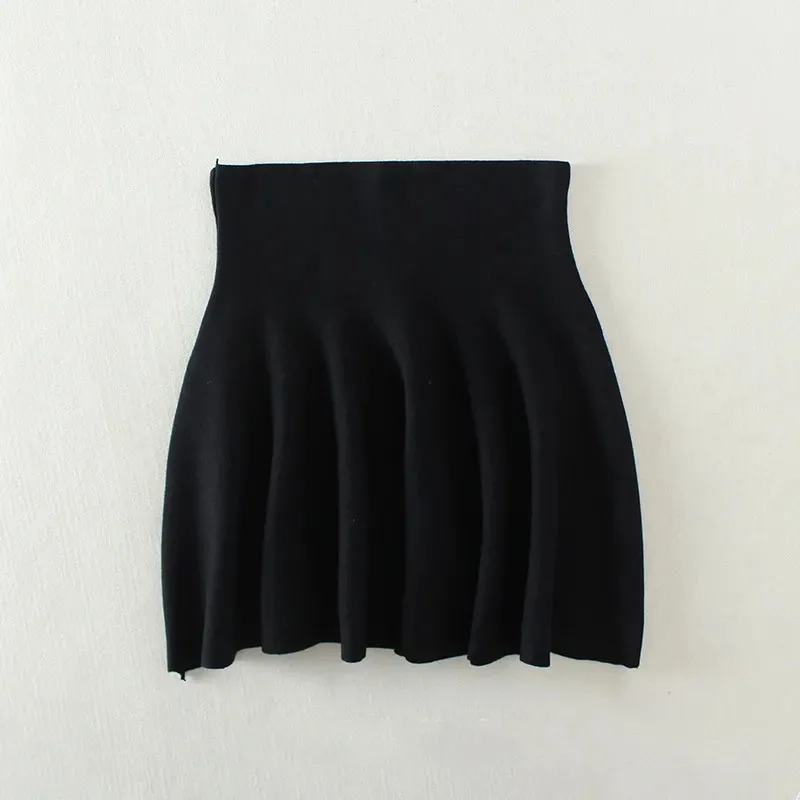 Y2K Inspired Korean Knit Pleated Mini Skirt - High Waist Ruffle A-Line Style